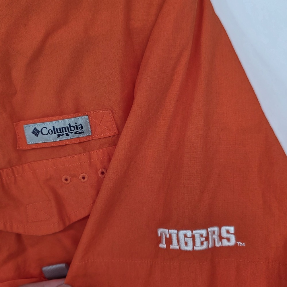 Columbia PFG Clemson Tigers Shirt Mens 2XL Orange XXL Button Up Vented Outdoors - Picture 3 of 9